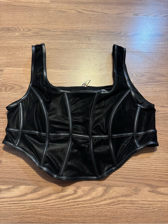 Disturbia Tops - Disturbia Ashen Faux Leather Zip Corset Top READ DESCRIPTION